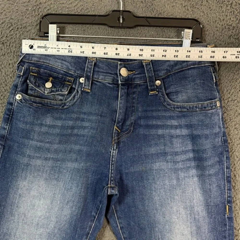 True Religion Jeans Mens 32x34 Blue Ricky Relaxed Straight Fit Dark Wash Denim